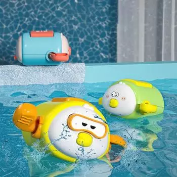 Плавающий заводной без игрушек Игрушка для детской ванны Мультяшная игрушка Требуется батарейка Утка/Свинья Заводной компаньон для ванны