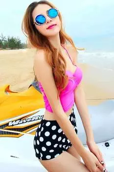 Плавки бикини в горошек с высокой талией Angelsin