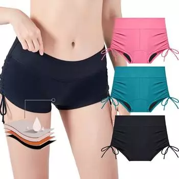 Плавки на шнуровке, женское нижнее белье для плавания Four Corner Physiological, четыре герметичных и гигиенических прокладки, менструальные трусы для тети XS чёрный