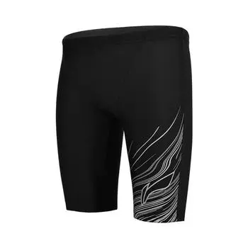 Плавки-шорты Li Ning Swimming Series с принтом и прямой посадкой, мужские плавки, черный цвет ASLT091-1 S