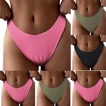 Плавки женские, высокая талия, винтажные базовые, полностью закрывающие бикини, раздельный купальник, плавки, плавки L чёрный