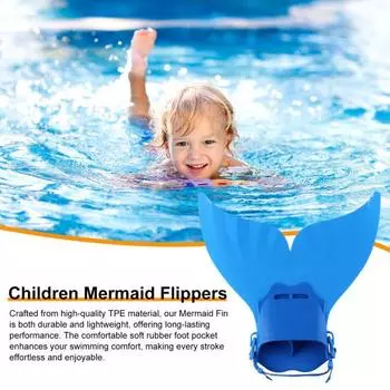 Плавник русалки для практики плавания Плавник русалки Регулируемый хвост русалки Купальники для тренировок по плаванию Легкий детский инвентарь для плавания светло-синий