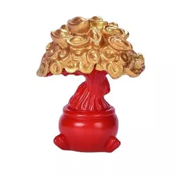 Плавный ход фейерверк микро пейзаж смола маленькие украшения Новый год удача ребенок красные слова золото денежное дерево