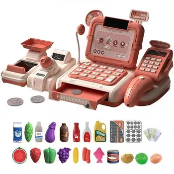 Play Cash Register Toy Ролевые игры Набор для дошкольного обучения Идеальный подарок для детей Девочек Мальчиков чёрный
