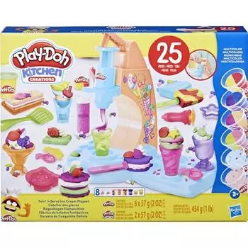 Play-Doh Hasbro Набор блестящей глины для изготовления мороженого для малышей, разноцветные, 1130 г, корейские игрушки