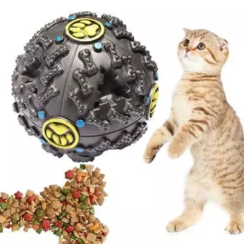 Play Funny Ball Pet Chew Squeaky Squeaker Treat Holder Звук кряканья чёрный