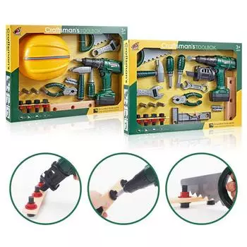 Play House Детские развивающие игрушки Мальчик Инструменты для ремонта DIY Моделирование Электрическая дрель Инструмент Комбинация темно-зеленого