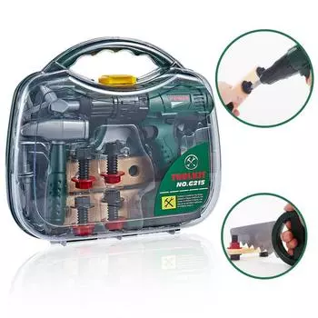 Play House Puzzle Toy Boy Electric Repair Tool Children s Toolbox Simulation DIY Tool Suit зелёный