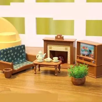 Play House Toy Small Model Furniture Table Dollhouse Accessories Forest Family Kitchen Toy J