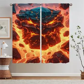 Play Lava Troll Кухонные шторы 2 шт. Оконные шторы для гостиной Дешевые вещи с бесплатной доставкой для дома Жалюзи Кудри W50xH70cmx2pcs-CL