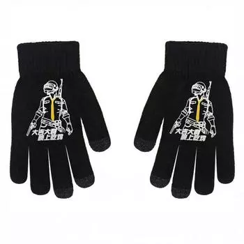 PlayerUnknown s Battlegrounds Chicken Dinner Good Luck Animation Online Game Peripheral Gloves Full Finger Black Anti-Slip Thickening Warmth Average Size