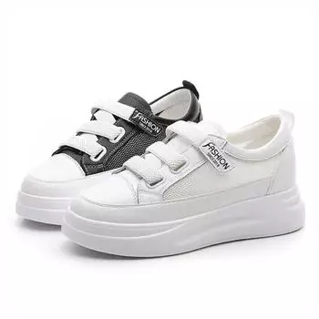 Playform Natural Cowhide Sport Gym Woman Sneakers Vulcanize Women Sport Shoes White Boot Without Heel Baskette Small Price 35