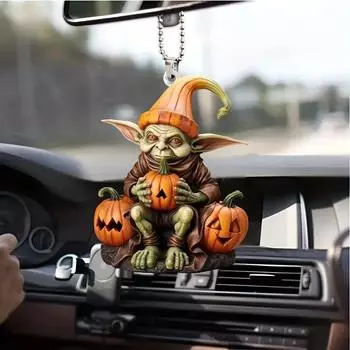 Playful Alien Acrylic Pumpkin Automotive Decor Keychain For Halloween And Christmas Fun 1