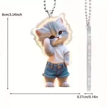 Playful Cat Acrylic Car Hanging Charm Perfect For Home Decoration And Backpack Use