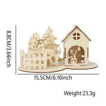 Playful Christmas Wooden Cabin Puzzle With Reindeer And Snowman Designs For Festive Fun Reindeer Christmas House