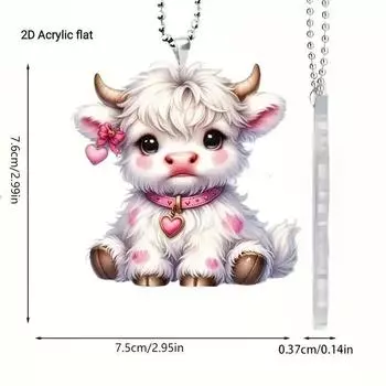 Playful Cow Cartoon Acrylic Car Hanging Decoration Perfect For Festive Home Decor