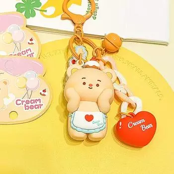 Playful Cute And Creamy Bear Plush Keyring Charming Gift For Keychain Lovers Style X