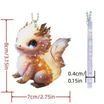 Playful Mini Acrylic Golden Dragon Car Hanging Pendant For Rearview Mirror Charm 1