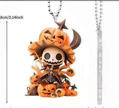Playful Pumpkin Character Rearview Mirror Ornament For Festive Car And Home Styling