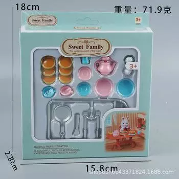 Playing Home Kitchen Mini Castle Villa Accessories Cutlery Kids Girls Family Kitchen Parent-Child Scene Toys