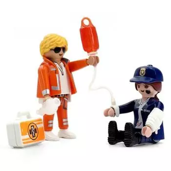 Playmobil Duo Pack Набор фигурок врача скорой помощи и женщины-полицейского 70823, 1 набор, популярные игрушки в Корее