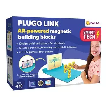 Playshifu Educational Toy Plugo Link Plugo Series AR Tower Magnet STEAM Dedicated App Magnetic Block Puzzle Japanese Support Shifu019 [] синий