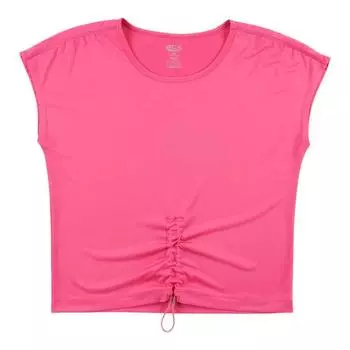Pleated Curved Slim Hem! American Professional Sports Brand @ Solid Short sleeve Sports T-shirt Women Fitness Yoga Foreign Trade Rose Red XL