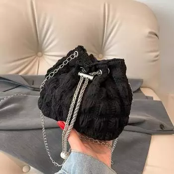 Pleated fashion, popular small bags this year, women s 2024 autumn and winter new foreign style shoulder messenger bag bucket bag tide белый