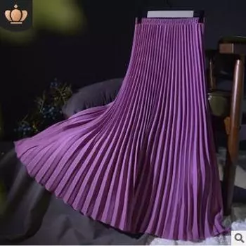 Pleated Skirt Chiffon Skirt Large Swing Dress New Arrival Fashion Plus Size A- line Mid Length Long Length Half Length Elegant Sauce purple Length 90cm