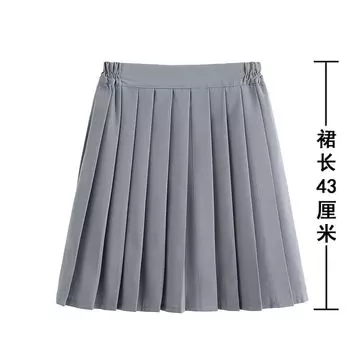 Pleated Skirt Mid Length Long Length Preppy Style Graduation JK Uniform Gray skirt S