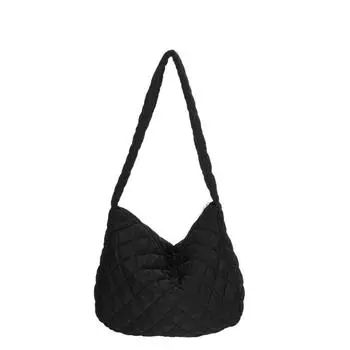 Pleated Space Cotton Underarm Bag Solid Color Puffer Padded Crossbody Bag for Women