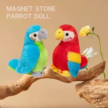 Плечевая кукла, плюшевая игрушка, попугай, животное, мультяшный магнит, подвесной магнит на плечо, магнитная присоска, украшения на плечо красный