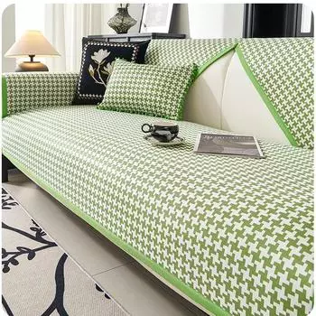 Плед чехол на диван из ледяного шелка нескользящая подушка для дивана в гостиную летние модели ледяной ротанг прохладный коврик подушка скандинавский стиль прохладная подушка 70x70cm 1pcs зелёный