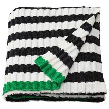 Плед черно-белый, MOSSMOTT Throw Black/White, IKEA