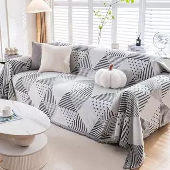 Плед для дивана из шенилла, чехол для дивана в геометрическом стиле с кисточками, полотенце для дивана на все времена, чехлы для пыли, коврик для пикника 180x130