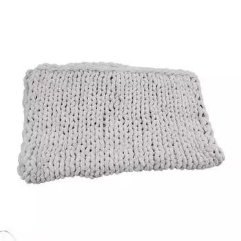 Плед для дивана мягкий, приятный к коже, дышащий, стираемый, толстый, вязаный крючком узором «косы» для спальни 100x130cm / 39.4x51.2in светло-серый