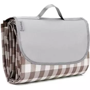 Плед для пикника на открытом воздухе Alocs, большое пляжное одеяло, складной легкий водонепроницаемый коврик для песка, одеяло для пикника 80 x 60 дюймов для пляжного кемпинга, пешего туризма 80x60 inch коричневый