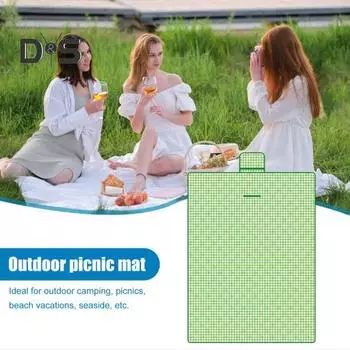 Плед для пикника с толстым хлопковым наполнителем, водонепроницаемый, легко моется, многоцелевой пляжный коврик, складной коврик для пикника с ручкой S красный