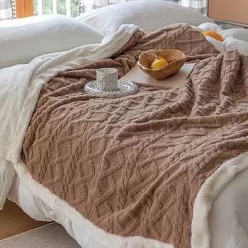 Плед из флиса и фланели, 3D жаккардовое пушистое теплое одеяло для дивана, дивана, кровати, кресла, супермягкое на ощупь уютное покрывало для мамы, утолщенное одеяло, одеяло для телевизора 100x150cm