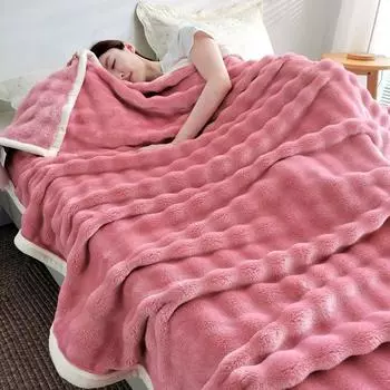 Плед из пузырчатого бархата, плотный, утолщенный, супермягкий, уютный, фланелевый, покрывало на диван, одинарный, двуспальный, для офиса, для сна, шаль для кондиционера 100x150cm