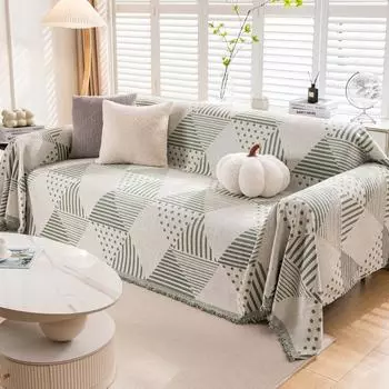 Плед из шенилла для дивана Ins Style Чехол для дивана с кисточками Полотенце для дивана Four Season All-all-inclusive Чехлы для пыли Blanekets 180x130cm S