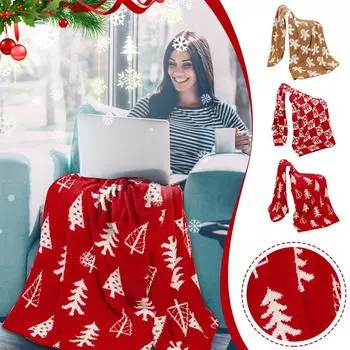 Плед красное рождественское одеяло 50x60 дюймов, ультрамягкое уютное декоративное покрывало для дивана, софы и кровати на Рождество One Size