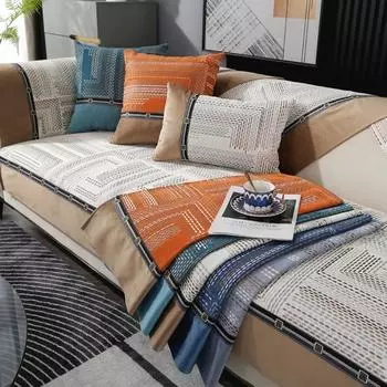 Плед противоскользящий чехол для дивана, стерео жаккардовый диван для гостиной, кресло, подушка на спинку, универсальное украшение для дома, пыленепроницаемый 70x70cm 1pcs оранжевый