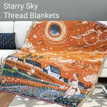 Плед Starry Sky Boy для украшения гостиной, гобеленовое искусство, мультяшные одеяла для пикника на открытом воздухе, фон в стиле бохо 130x180cm