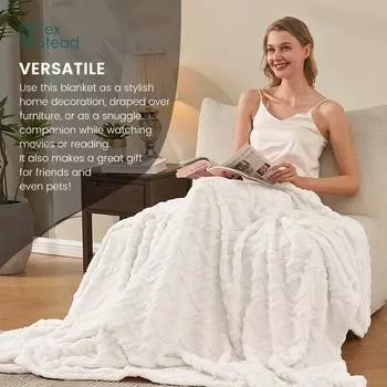 Плед стильный дизайн супер мягкий пушистый уютный теплый толстый плюшевый пушистый пушистый плед для девочек женщин диван кровать диван кресло белый