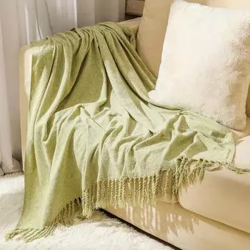 Плед, супер мягкие уютные пушистые плюшевые теплые одеяла и пледы для дивана, софы, кровати, кемпинга, пикника, путешествия, легкое вязаное одеяло для кровати 127*172CMtassels белый