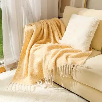 Плед супер мягкий пушистый легкий роскошный уютный теплый микрофибровый плед для кровати дивана гостиной 130*190CM (tassels