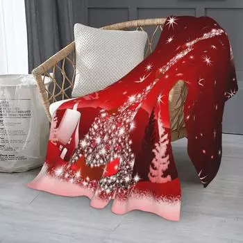 Плед теплое пушистое плюшевое одеяло фланелевое одеяло красное блестящее рождественское елочное легкое одеяло для дивана-кровати дивана One Size