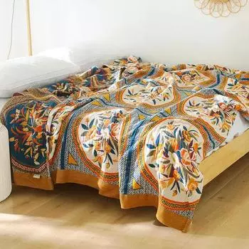 Плед в скандинавском стиле, хлопково-марлевое покрывало в стиле бохо, диванное полотенце, летнее одеяло с кондиционером для кроватей, этническое покрывало для отдыха, мягкие простыни 150x200cm