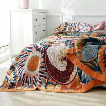 Плед в стиле бохо, хлопковая марля, этническое летнее одеяло, мягкое покрывало, двуспальное одеяло размера «queen-size» на кровать, чехол для полотенца для дивана 150x200cm